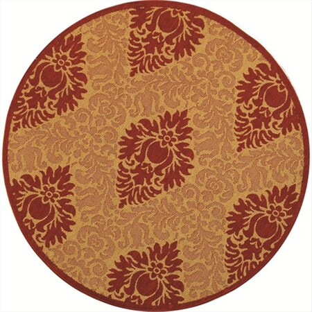 Safavieh 5 Ft. - 3 In. X 5 Ft. - 3 In. Round- Indoor - Outdoor Courtyard Beige And Red Machine Made Rug CY2714-3701-5R
